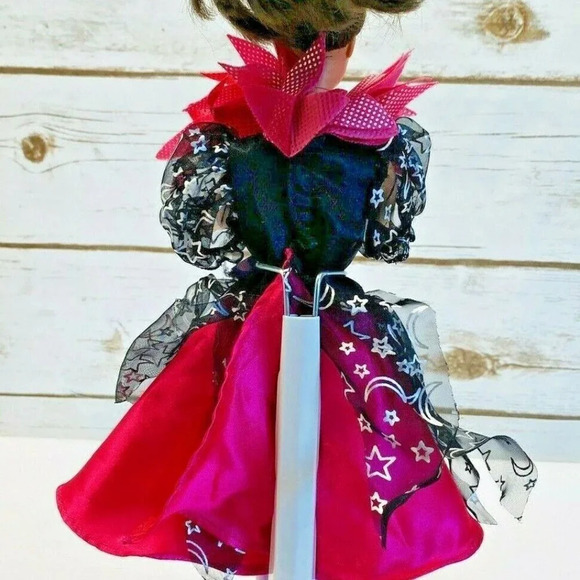 MATTEL BARBIE Doll Brunette Hair Blue Eyes Pink Black Dress 12" Tall - Picture 7 of 13